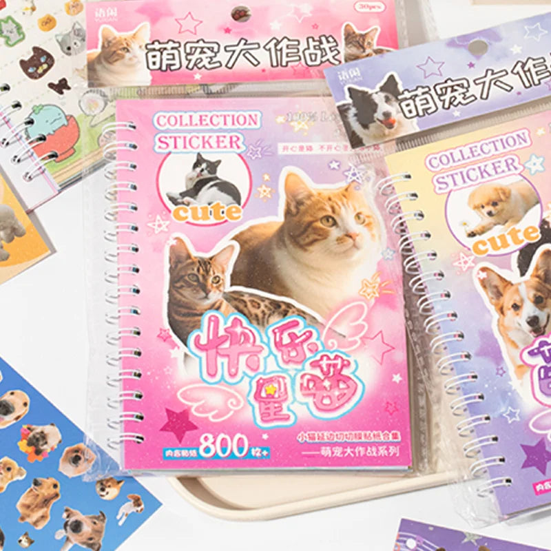 30pcs/bag Cute Pet Battle Cut-Out Coil Sticker Book DIY Handbook