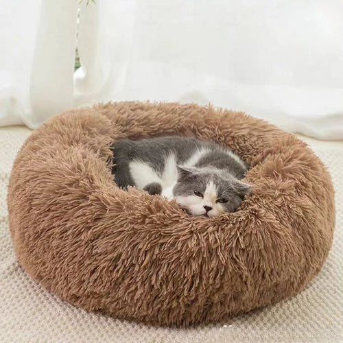 1PC comfortable striped plush pet bed, suitable for cats and