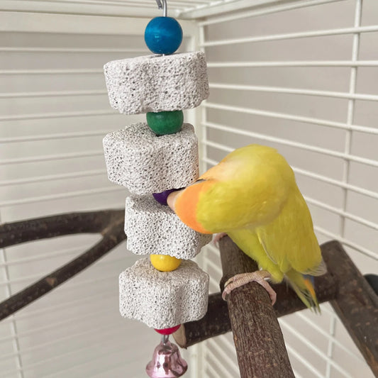 1PC Pet Teeth Grinding Volcanic Rock Toy for Parrots Hamsters Cage