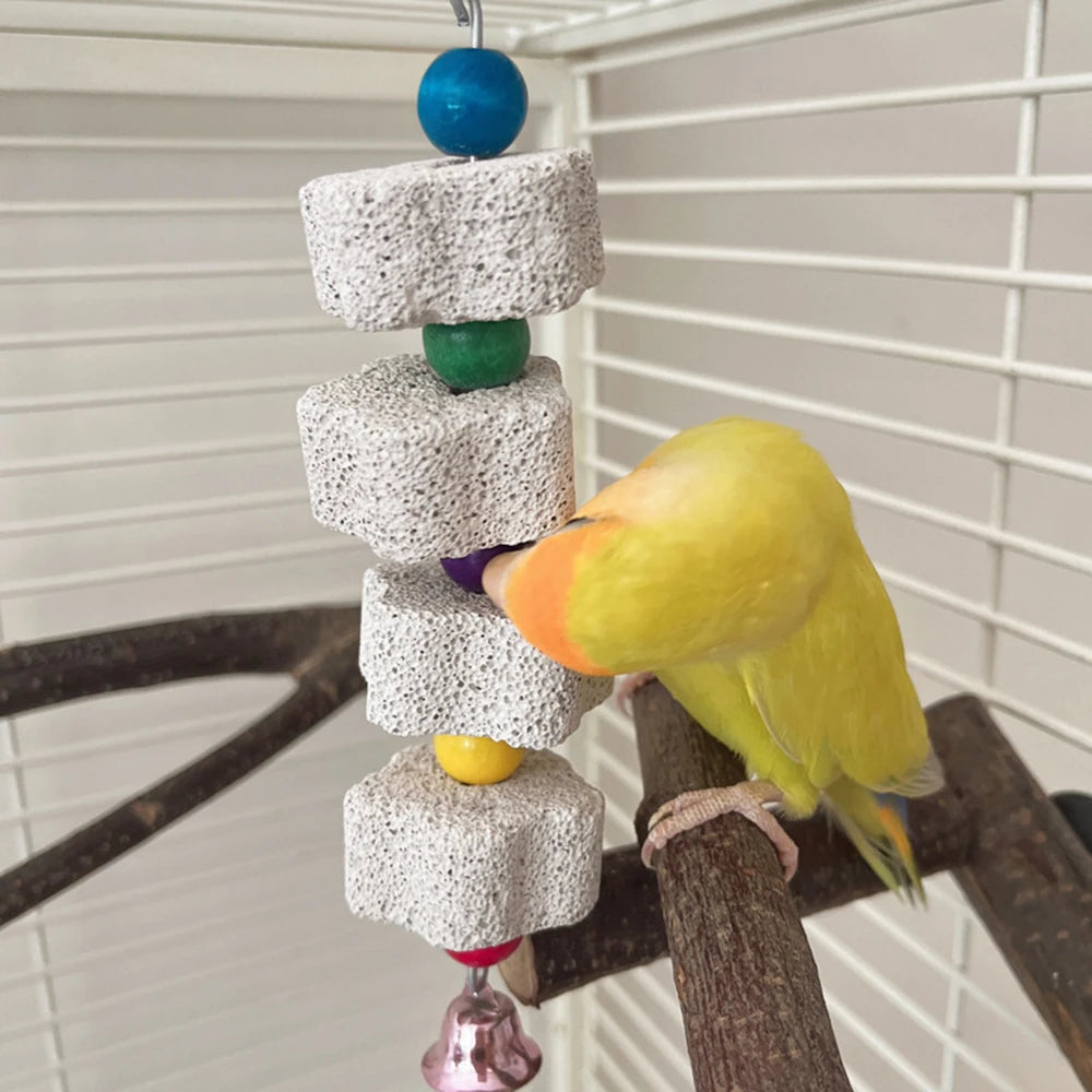1PC Pet Teeth Grinding Volcanic Rock Toy for Parrots Hamsters Cage