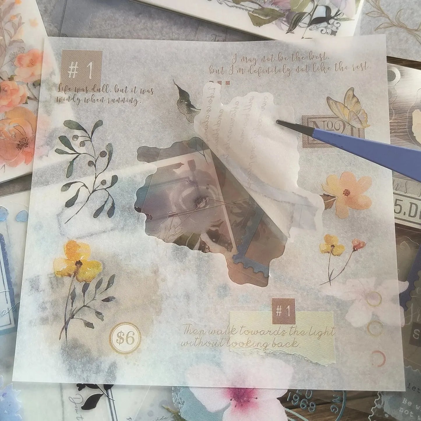 4Style 20pcs/book INS Floral Sticker Book Four Seasons Theme Cutting