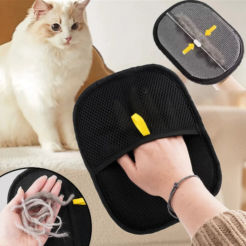 Pet Hair Remover Glove Brush Portable Washable Clothes Hair Dehairing
