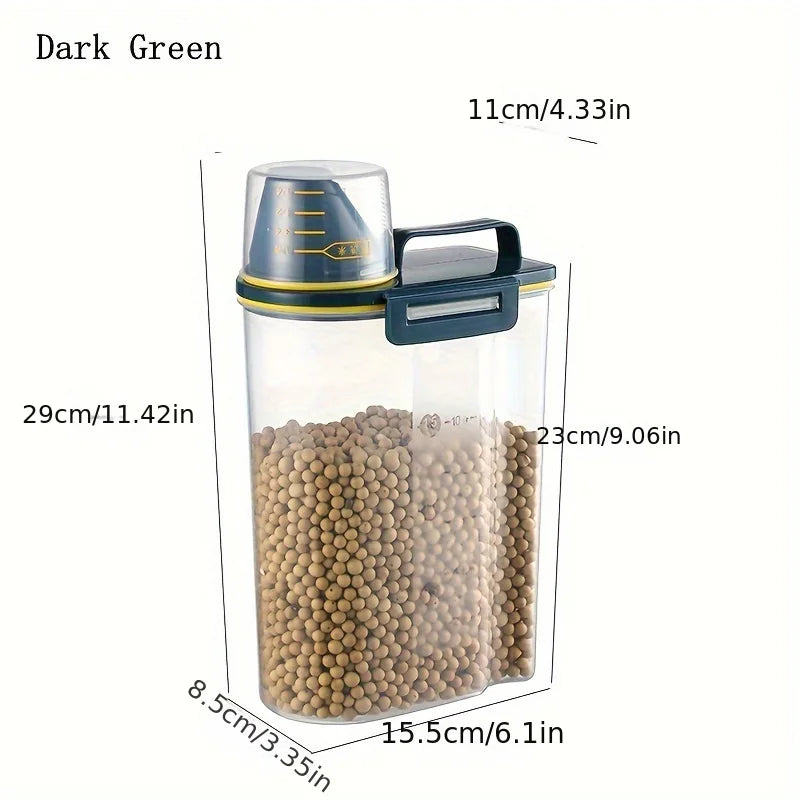 Pet Food Storage Container with Measuring Cup Handle Airtight