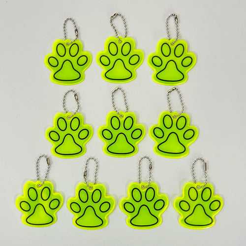 10PCS Cute Cat Paw Reflective Keychain Night Safety Kids Pet