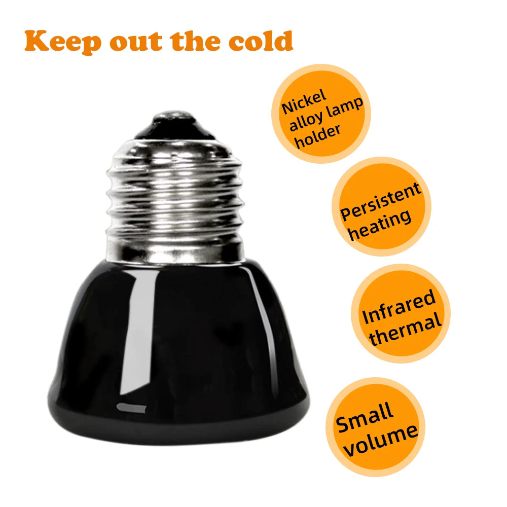 25/50/75/100W E27 Reptile Pet Heating Lamp Black Infrared Ceramic