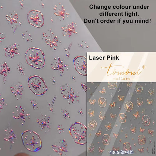 1pcs 5D Relief Kawaii Colorful Star Nail Art Stickers Multi Macaron