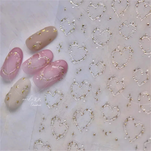 1pcs Jelly Nail Stickers Shiny French Ice Crystal Stars Love Self