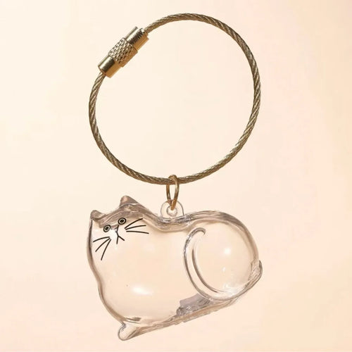 Transparent Cute Dog Pendant Keychain Creative Pet Hair Storage