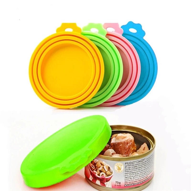 New 2PCS Reusable Pet Food Can Cover Silicone Dogs Cats Storage Tin