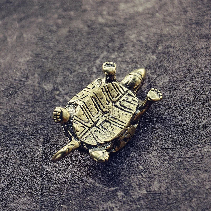 Retro Brass Tortoise Ornament Statue Metal Animal Sculpture Home