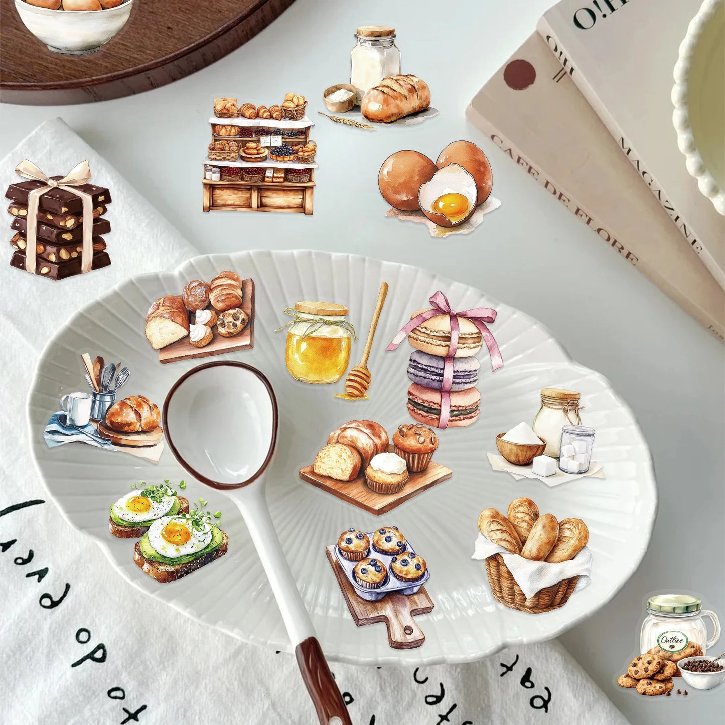 50/100PCS Baking Theme PET Material Graffiti Stickers DIY Aesthetic