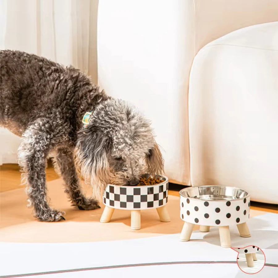 Stainless steel dog bowl anti knock pet bowl cat bowl high foot neck