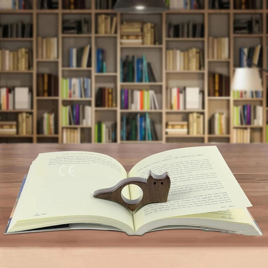 Wooden Pet Cat Dog Reading Bookmark Bookmarks Rings School Supplies