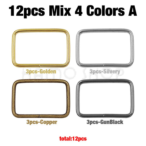 10/12pcs Metal Adjustable Rectangle Square Ring Buckle Clasp Slider
