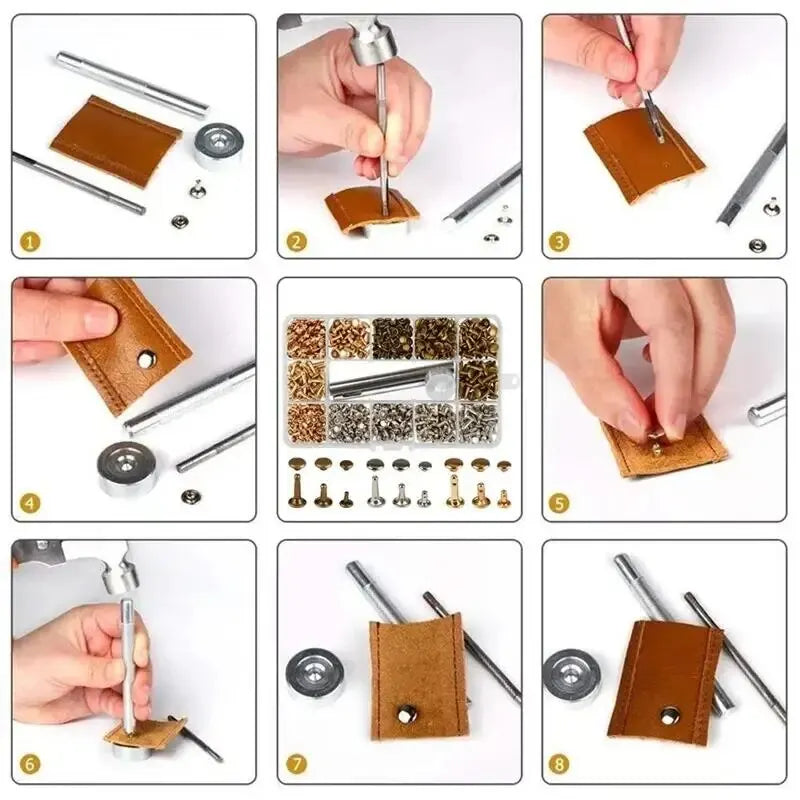 Metal Double Cap Rivets Studs Round Rivet for DIY Leather Craft Bag