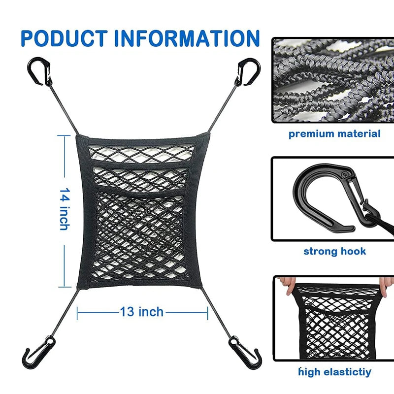 Car Storage Net Bag Between Seats Car Divider Pet Barrier Stretchable