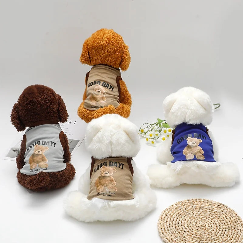 Cartoon Bear Dog Clothes Cute Cotton Dog Costume Pet T-shirt Cats Vest