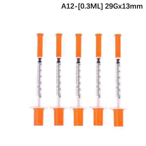 5Pcs 0.3/0.5/1ML Disposable Plastic Veterinary Syringe Orange Cap