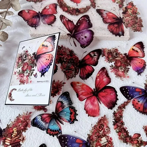 30 PCs Butterfly Flower Themed DIY Decorative Stickers Pack Decorative