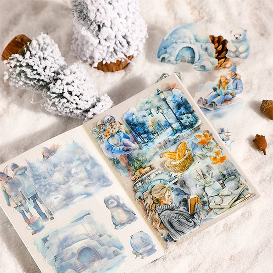 20 Sheets PET Die cut Stickers book Four Seasons Scenery Decorative