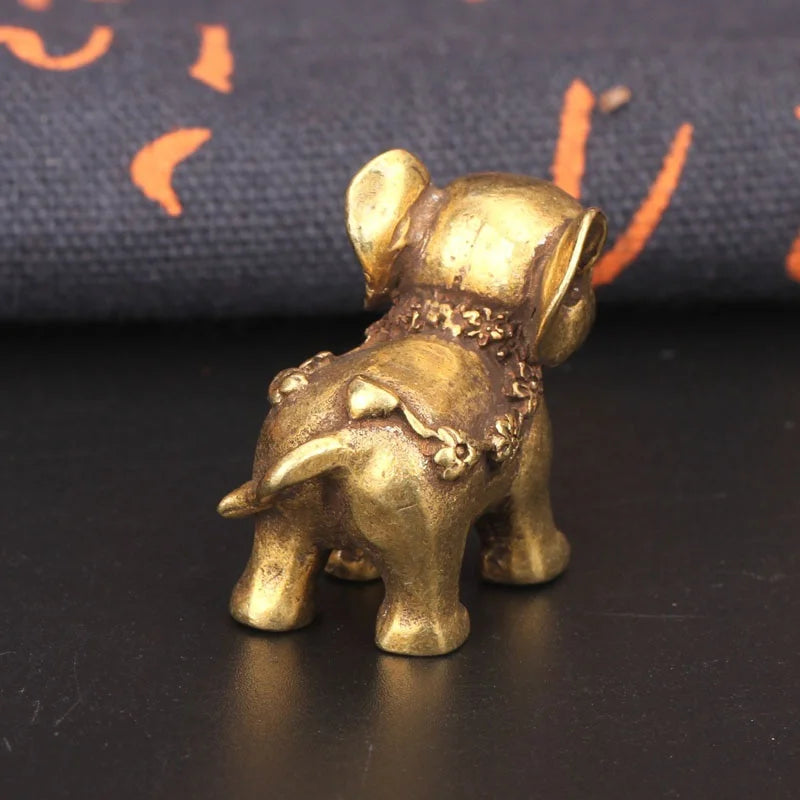 Antique Bronze Minature Elephant Figurines Tea Pet Table Ornament