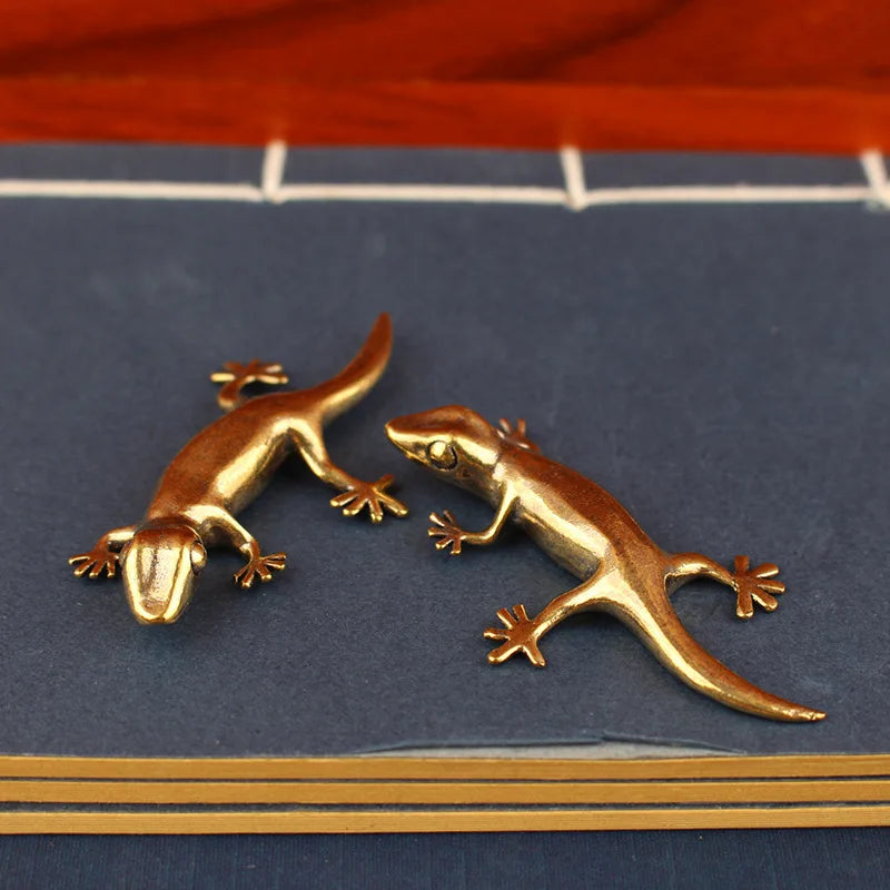 Gecko figure home decor Small Ornaments Antique Brass Animal Figurines