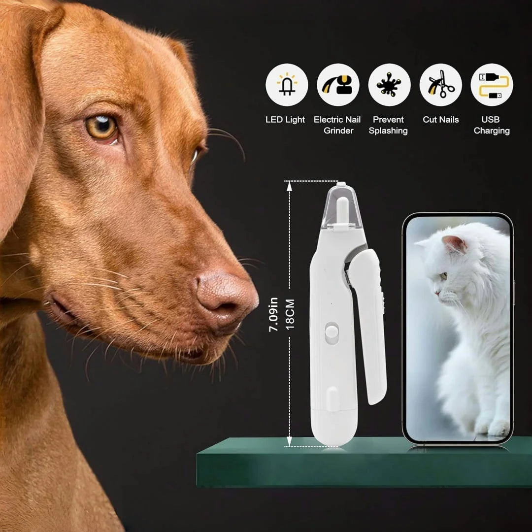 Pet Nail Clippers, Quiet Pet Nail Grinder with 2 LED Lights for Large