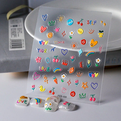 2023 Jelly Design Tulip Flowers Love Heart Color Lines 5d Embossed