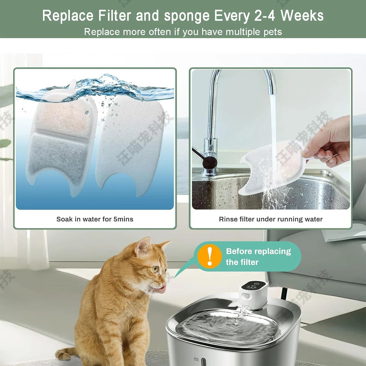 6/12/18/24pcs Pet Water Dispenser Filter Cat Water Fountain Filter