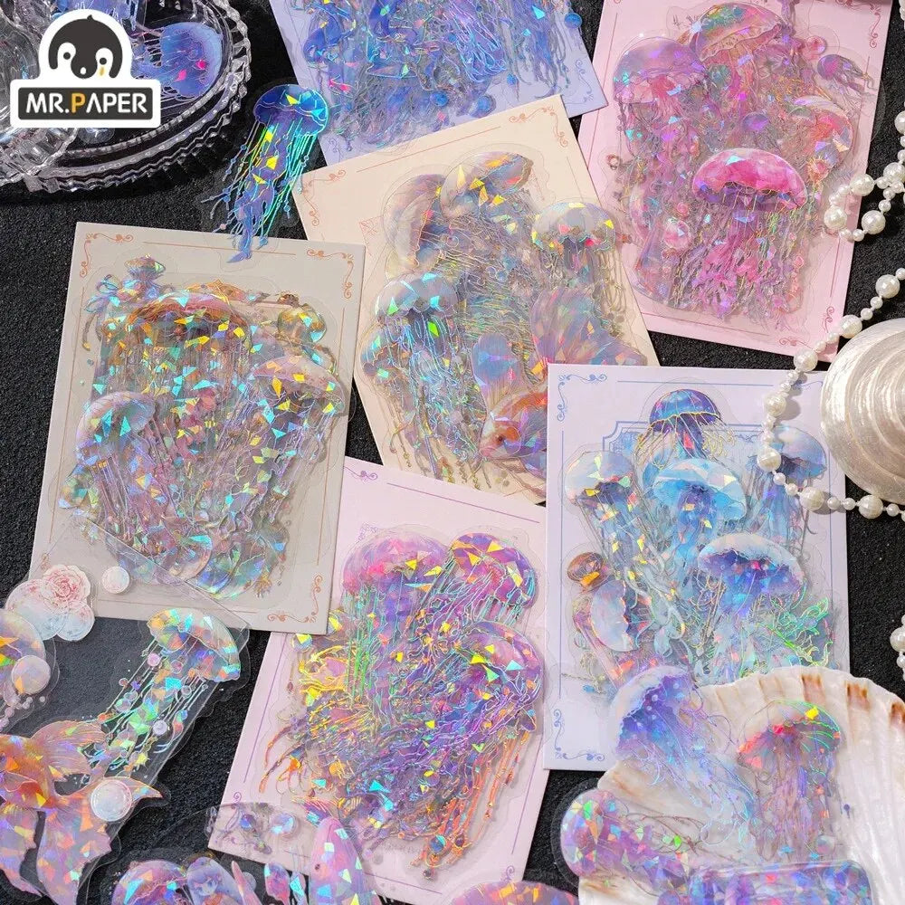 Unbounded Jellyfish Series PET Sticker Bag Dream Laser Watercolor