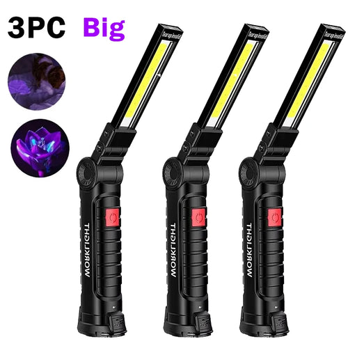 395nm LED UV Flashlight USB Rechargeable Foldable Lamp with Magnet
