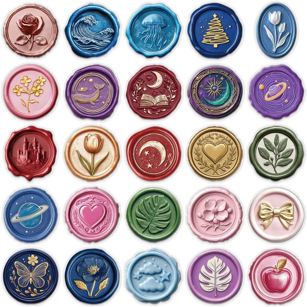 50PCS Fire Paint Seal Retro Ins Style PET Transparent Material Sticker