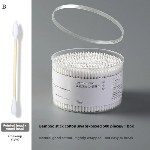 500PCS Disposable Cotton Swab Box With Double End Round Head For