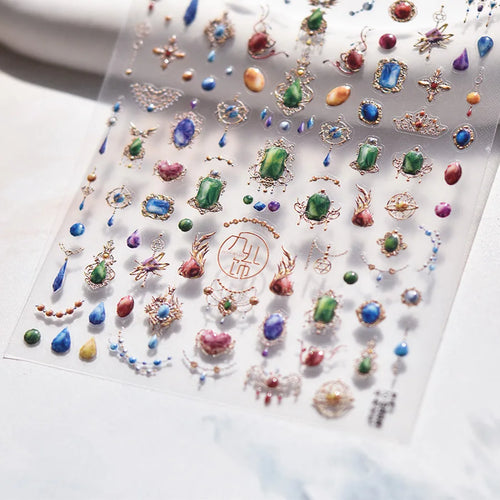 1pcs Jelly Nail Stickers Shiny French Ice Crystal Stars Love Self
