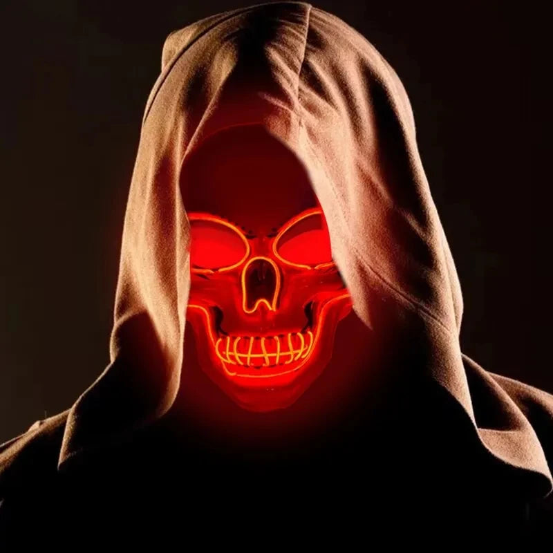 Halloween Adult Purification Mask LED Glowing Skull Terror Mask Cold