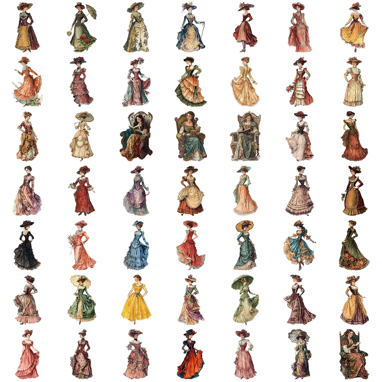 50pcs Retro European And American Characters Sticker Decor Laptop