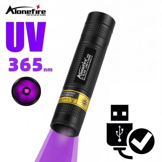 365nm Mini UV Led Blacklight Flashlight Usb Rechargeable Nail lamp Pet