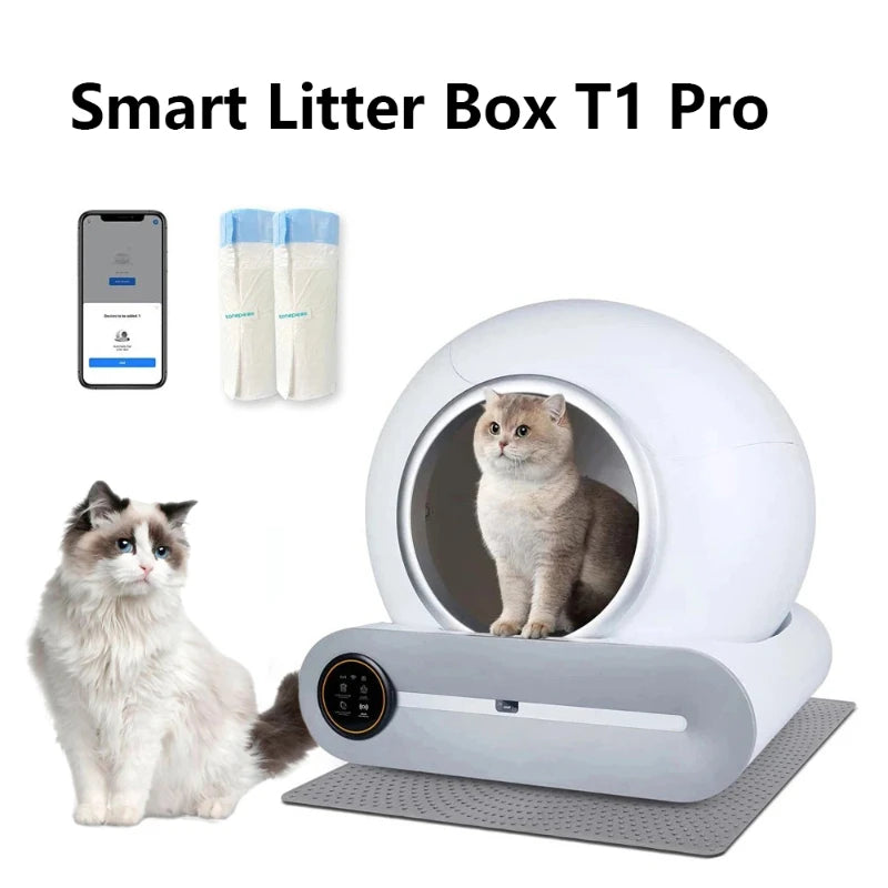65L Automatic Intelligent Cat Litter Pan Self Cleaning Fully Closed