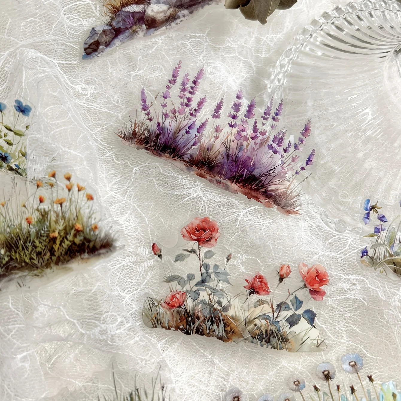 20 Pcs Plants Flowers Clusters Stickers Landscape Deco Materials DIY