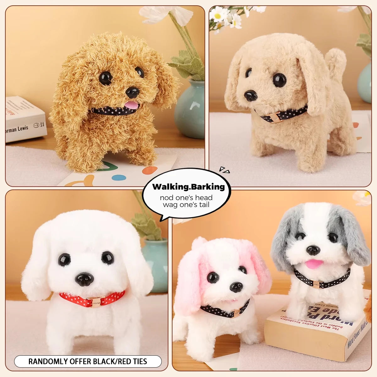 1Pc Electric Plush Simulation Dog Teddy Puppy Walking Sound Nodding