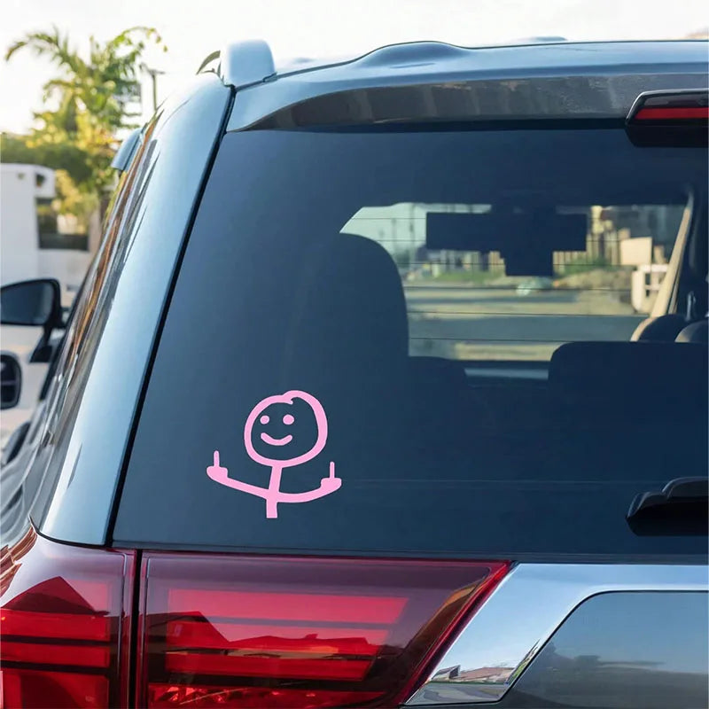 2 cartoon smiling car stickers - waterproof, UV resistant vinyl, easy
