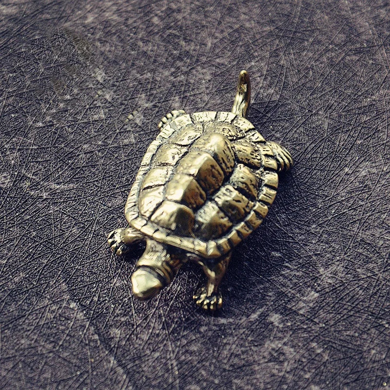Retro Brass Tortoise Ornament Statue Metal Animal Sculpture Home