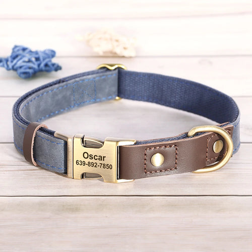 Free Custom PU Leather Dog Collar Engraved Dog Collars Adjustable Pet