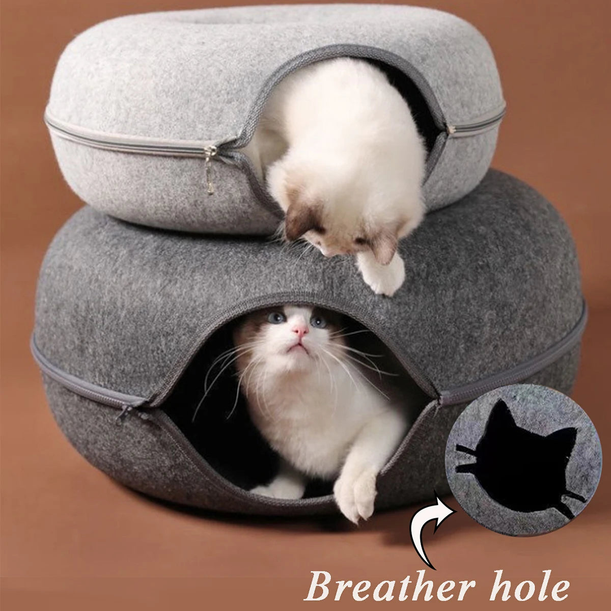 B-Tunnel Donut Cat Bed Interactive Tunnel Pet Felt Indoor Toys Cats