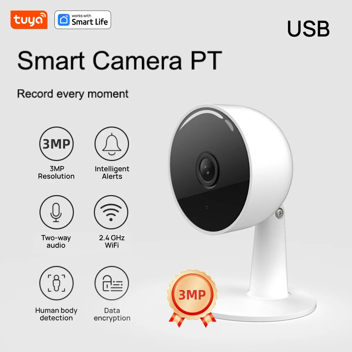 Tuya Smart 3MP HD Indoor Home Security Camera for