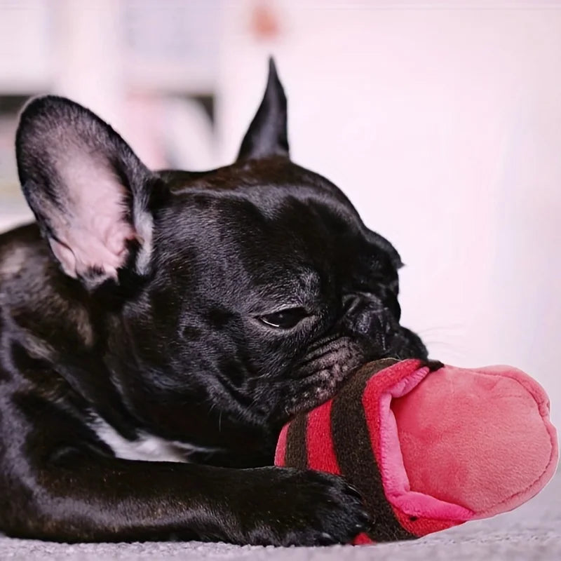 Durable Plush Squeaky Slipper Chew Toy Colorful Cartoon Dog Toys