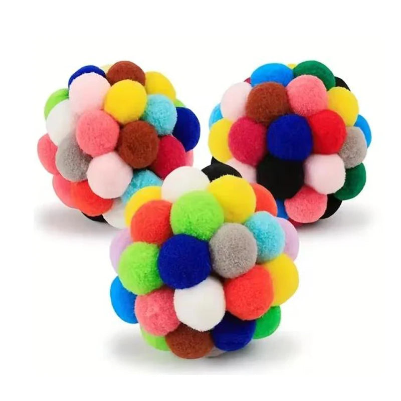Cat Toys Pet Toy Cat Plush Ball Toys Pet Bouncy Bell Ball Toy Colorful