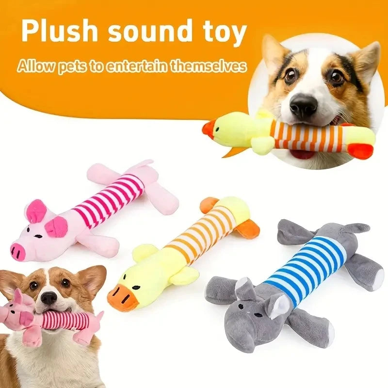 Pig Elephant Design Durable Interactive Dog Toy - Squeaky Chew Toy for