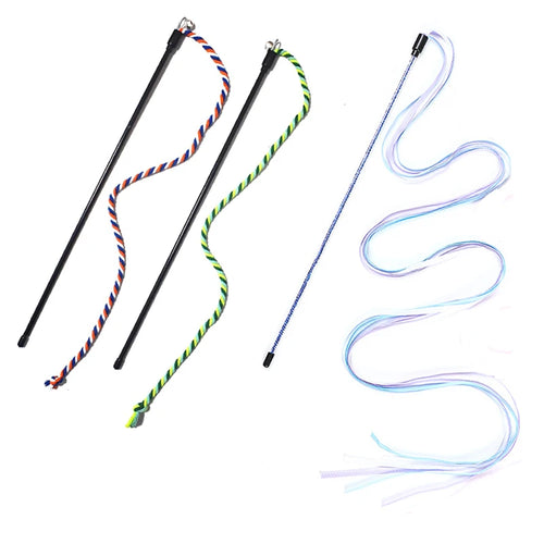Cat Toy Interactive Teasing Rod with Rope for Cats to Chew and Chase