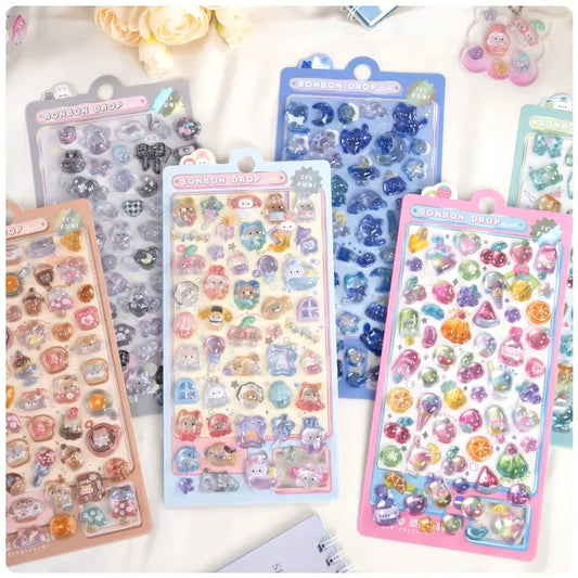 Funny Sweet Furit Ice Cream Pets Drop 3D Relief Sticker Scrapbooking